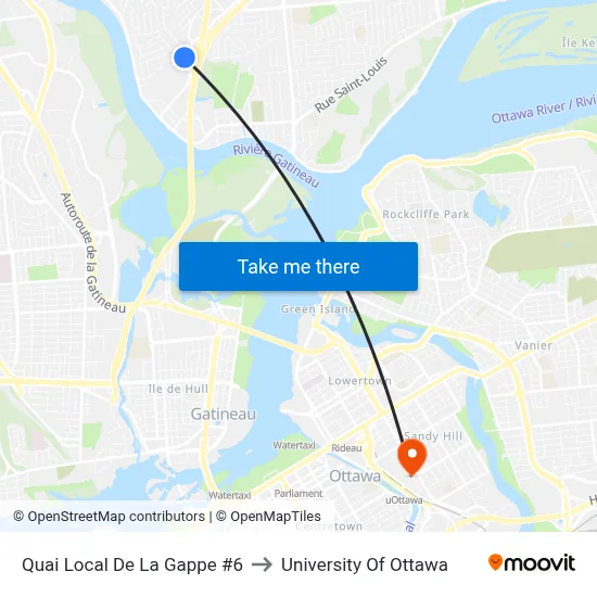 Quai Local De La Gappe #6 to University Of Ottawa map