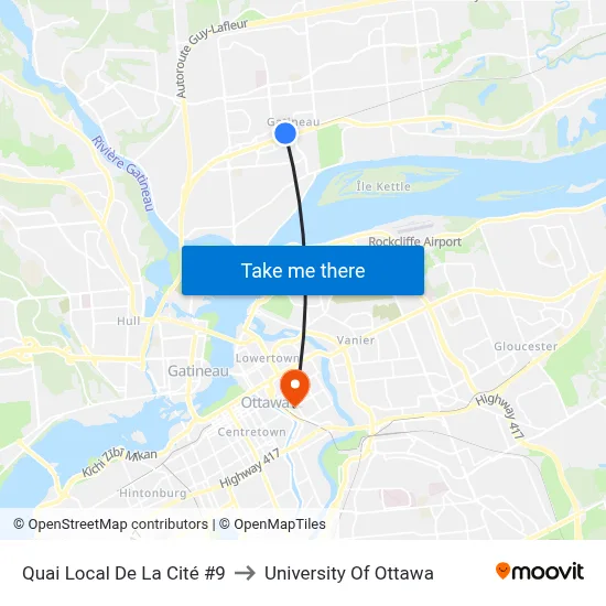 Quai Local De La Cité #9 to University Of Ottawa map