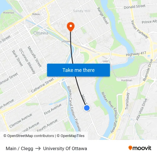 Main / Clegg to University Of Ottawa map