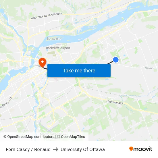 Fern Casey / Renaud to University Of Ottawa map