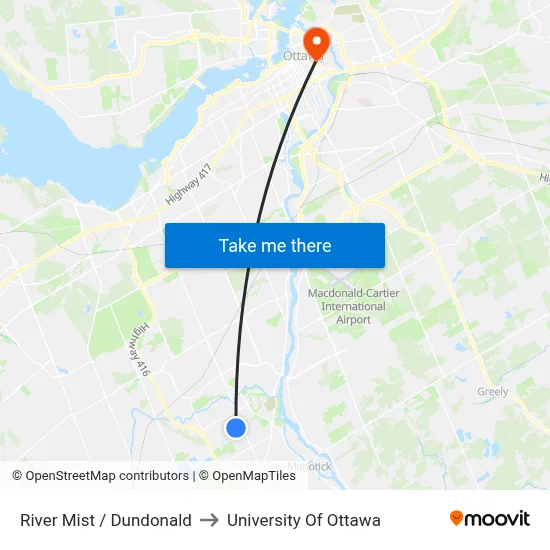 River Mist / Dundonald to University Of Ottawa map