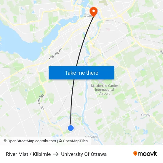 River Mist / Kilbirnie to University Of Ottawa map