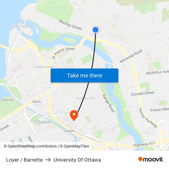Loyer / Barrette to University Of Ottawa map