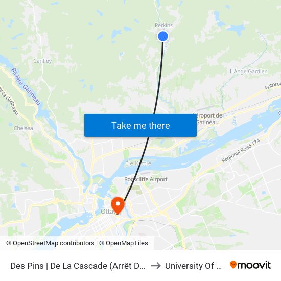 Des Pins | De La Cascade (Arrêt De Courtoisie) to University Of Ottawa map