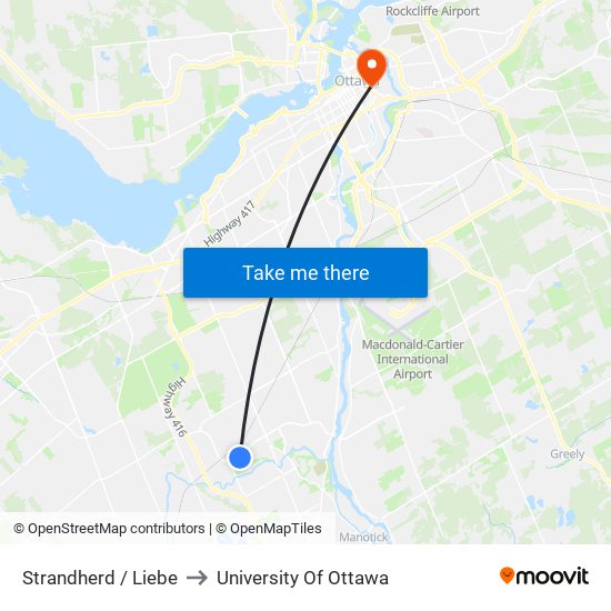 Strandherd / Liebe to University Of Ottawa map