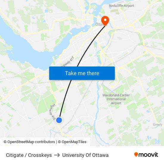 Citigate / Crosskeys to University Of Ottawa map