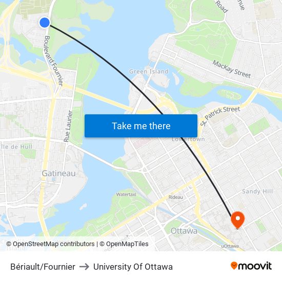 Bériault/Fournier to University Of Ottawa map