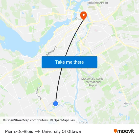 Pierre-De-Blois to University Of Ottawa map