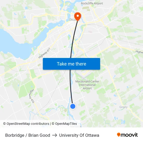 Borbridge / Brian Good to University Of Ottawa map