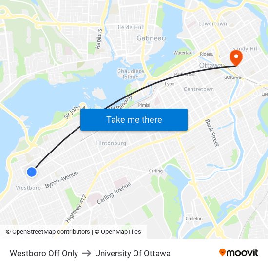 Westboro Off Only to University Of Ottawa map