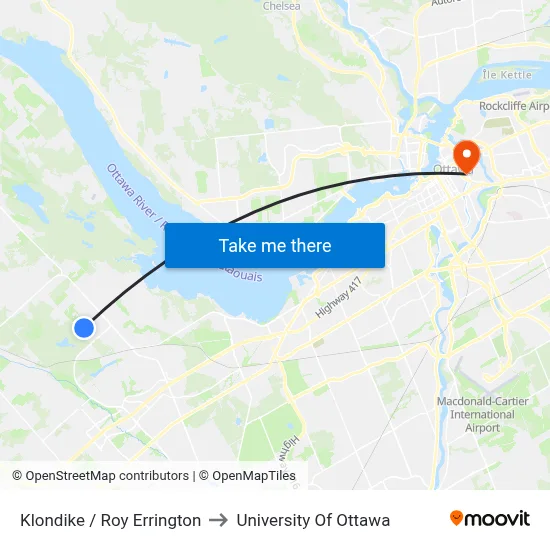 Klondike / Roy Errington to University Of Ottawa map