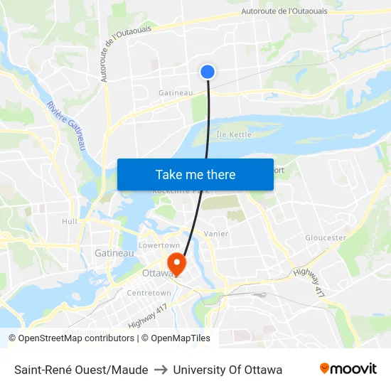 Saint-René Ouest/Maude to University Of Ottawa map