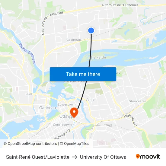 Saint-René Ouest/Laviolette to University Of Ottawa map