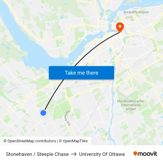 Stonehaven / Steeple Chase to University Of Ottawa map