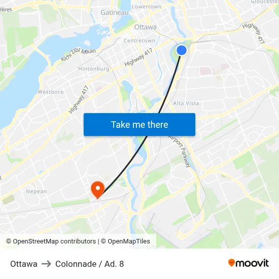 Ottawa to Colonnade / Ad. 8 map