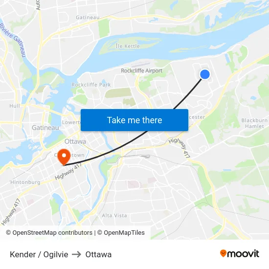 Kender / Ogilvie to Ottawa map