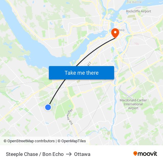 Steeple Chase / Bon Echo to Ottawa map