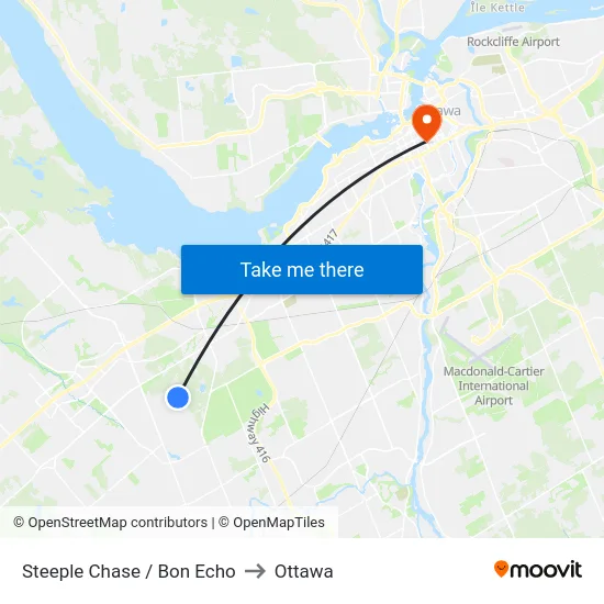 Steeple Chase / Bon Echo to Ottawa map