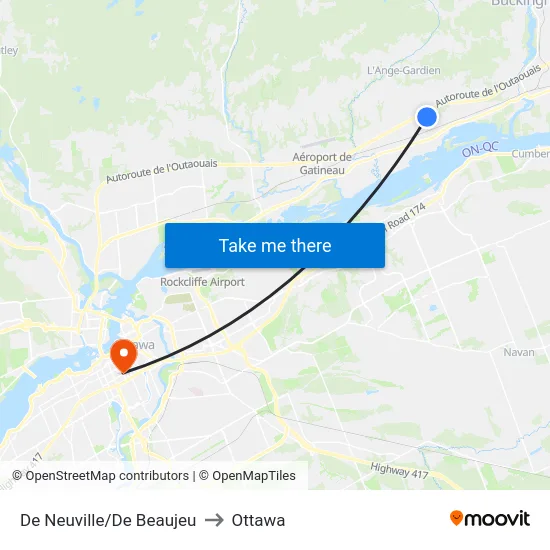 De Neuville/De Beaujeu to Ottawa map