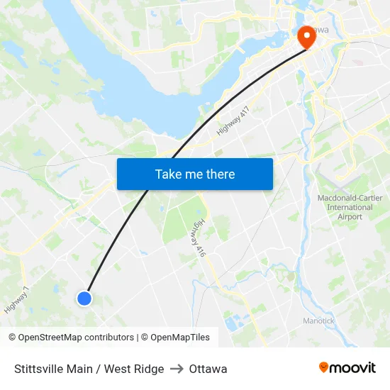 Stittsville Main / West Ridge to Ottawa map