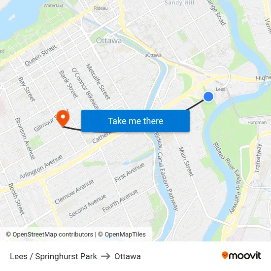 Lees / Springhurst Park to Ottawa map