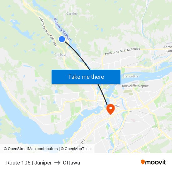 Route 105 | Juniper to Ottawa map