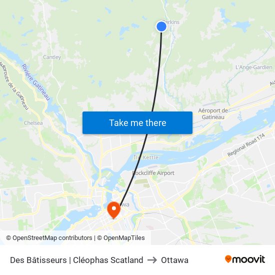 Des Bâtisseurs | Cléophas Scatland to Ottawa map