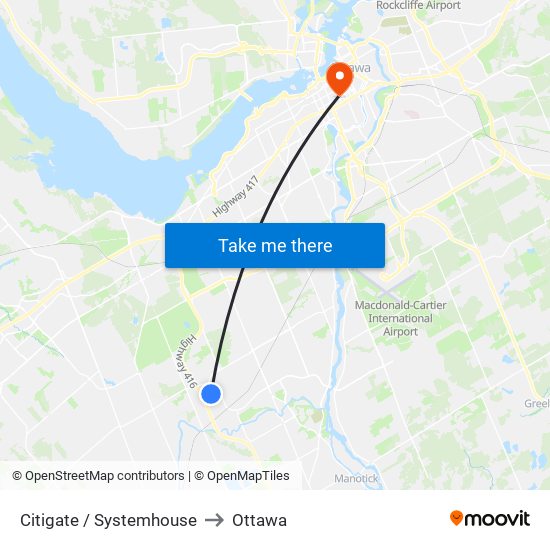 Citigate / Systemhouse to Ottawa map