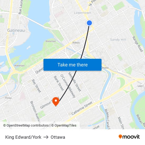 King Edward/York to Ottawa map
