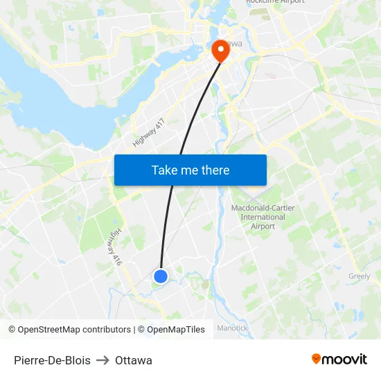 Pierre-De-Blois to Ottawa map