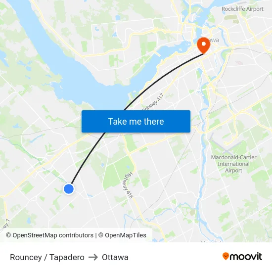 Rouncey / Tapadero to Ottawa map