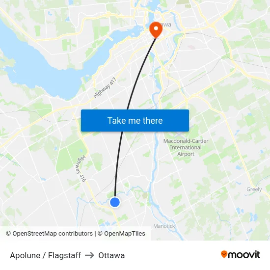Apolune / Flagstaff to Ottawa map