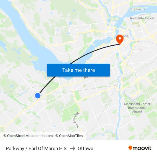 Parkway / Earl Of March H.S. to Ottawa map