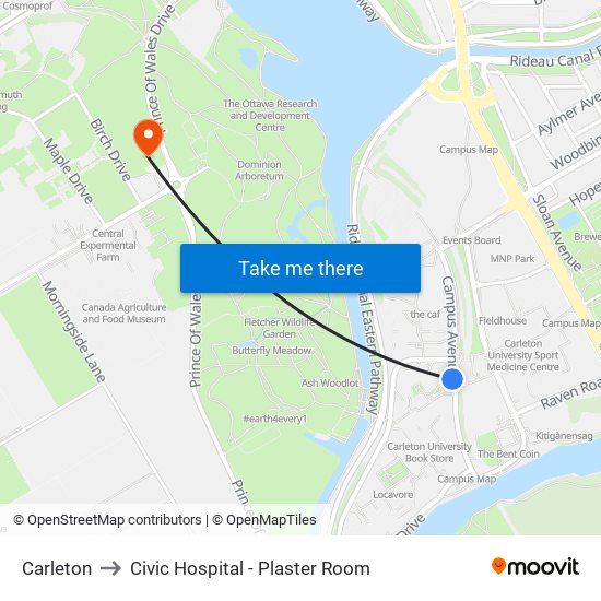 Carleton to Civic Hospital - Plaster Room map