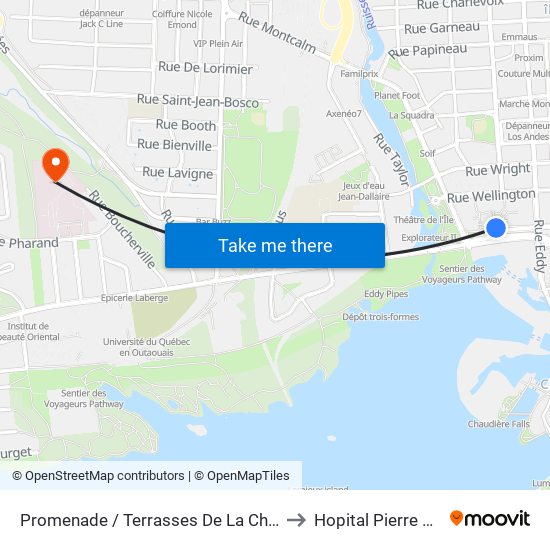 Promenade / Terrasses De La Chaudière to Hopital Pierre Janet map