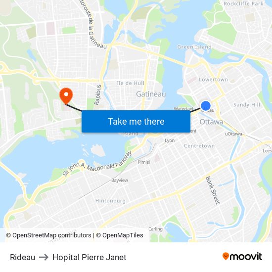 Rideau to Hopital Pierre Janet map