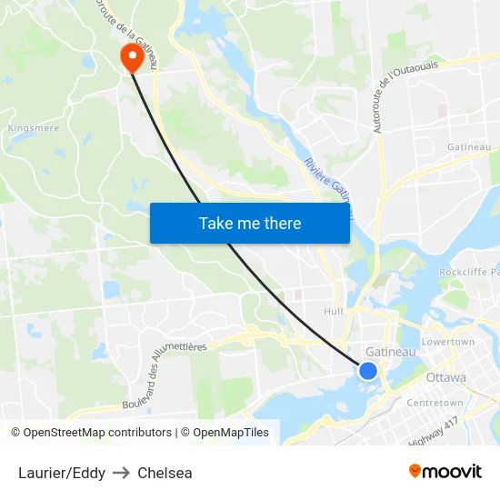 Laurier/Eddy to Chelsea map