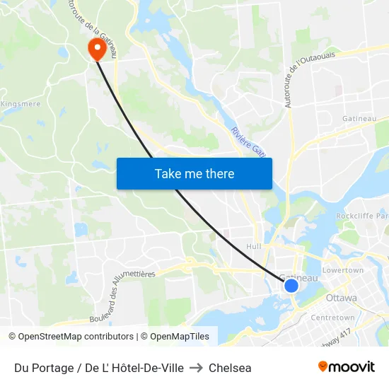 Du Portage / De L' Hôtel-De-Ville to Chelsea map