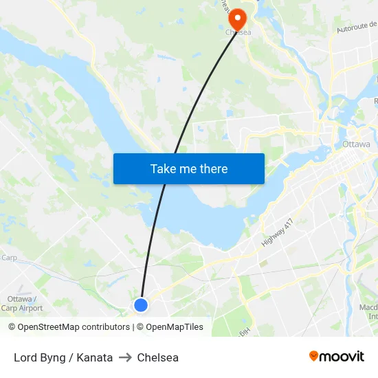 Lord Byng / Kanata to Chelsea map