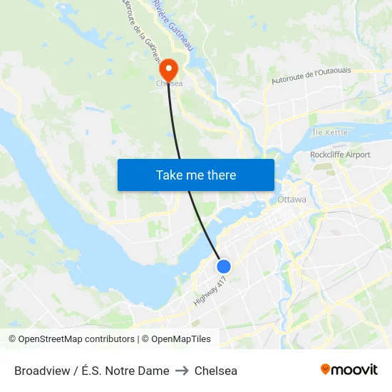 Broadview / É.S. Notre Dame to Chelsea map