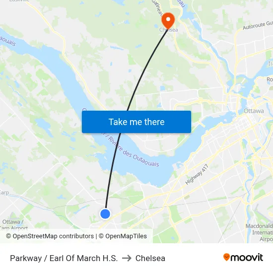 Parkway / Earl Of March H.S. to Chelsea map