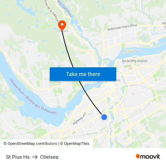 St Pius Hs to Chelsea map
