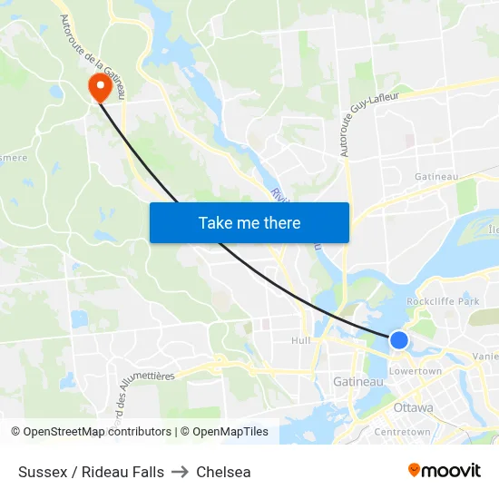 Sussex / Rideau Falls to Chelsea map