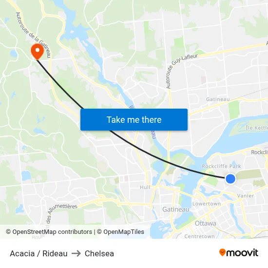 Acacia / Rideau to Chelsea map