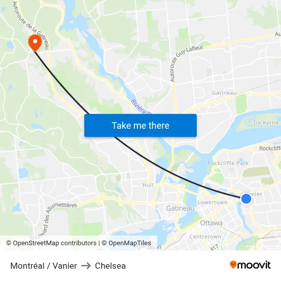 Montréal / Vanier to Chelsea map