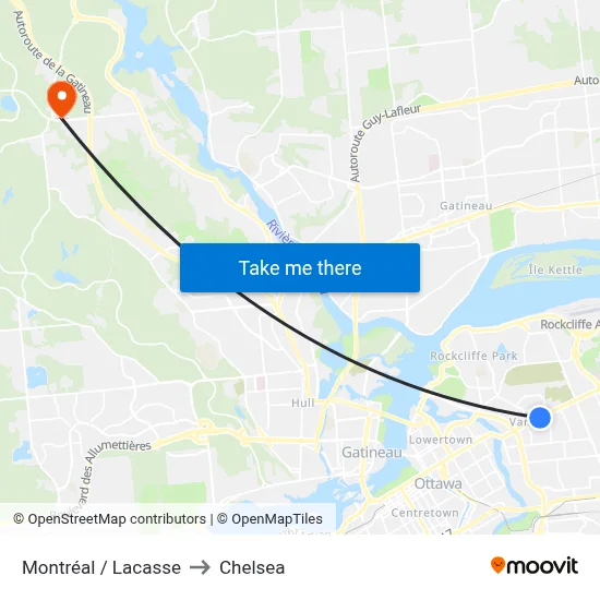 Montréal / Lacasse to Chelsea map