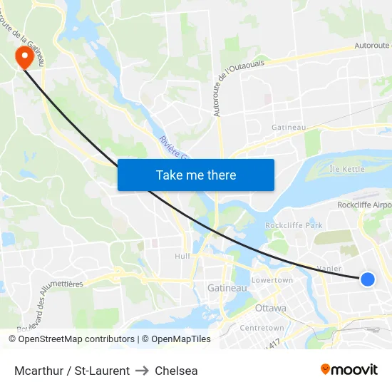 Mcarthur / St-Laurent to Chelsea map