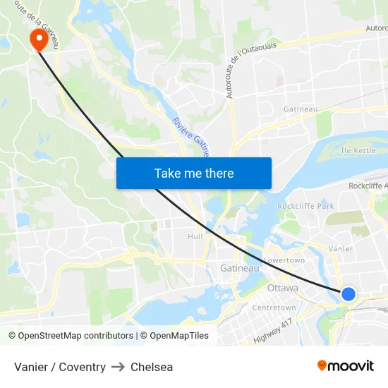 Vanier / Coventry to Chelsea map