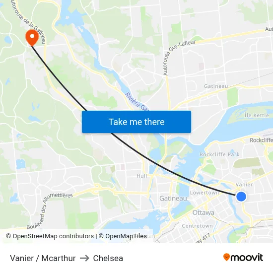 Vanier / Mcarthur to Chelsea map