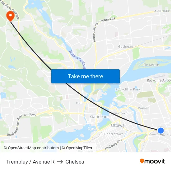 Tremblay / Avenue R to Chelsea map